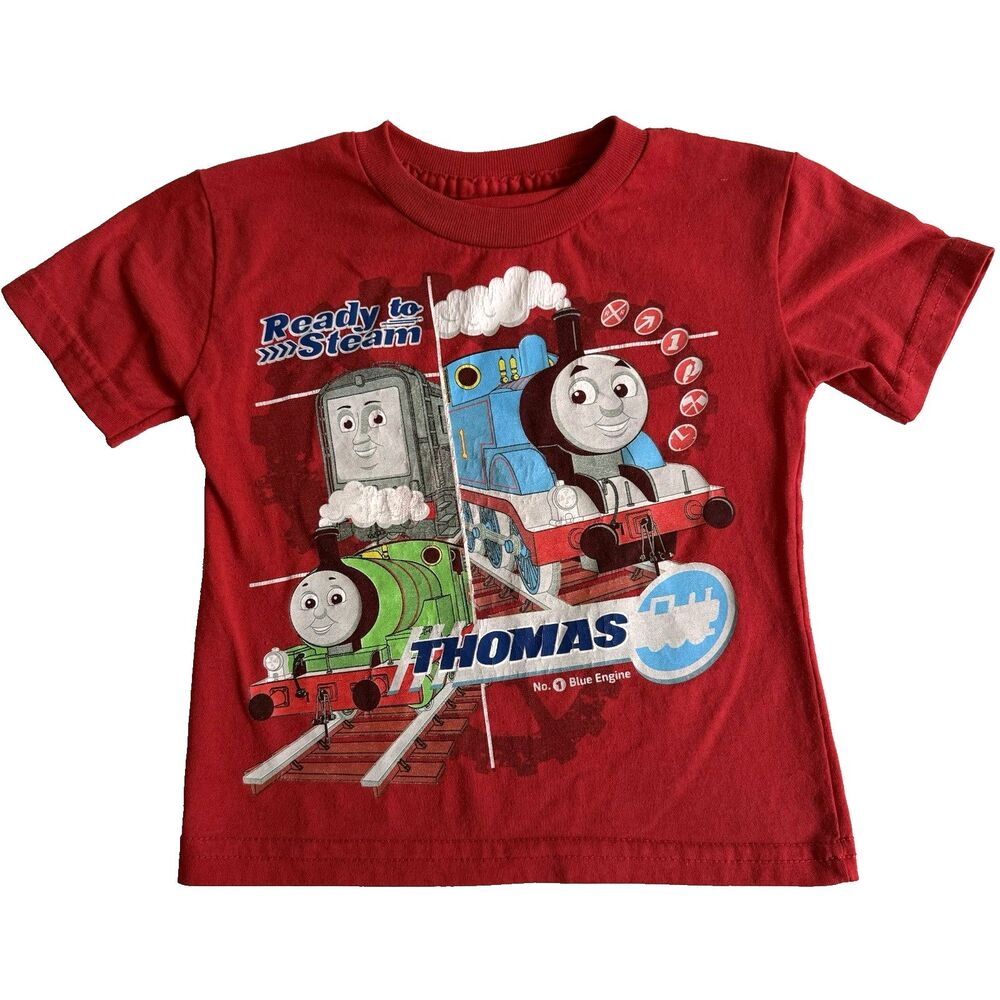 Vintage 90s Thomas The Train Tank Engine Shirt Reay to Steam Toddler Red Sz 18M